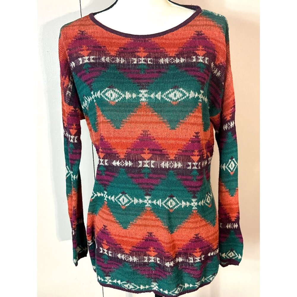 Coastal Boho Cowgirl Denim & Supply LRL Top Pullover Sweater Medium Ramie Blend